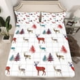 thumbnail image 2 of Homewish Boys Girls Jungle Safari Deer Twin Sheet Sets 3pcs,Geometric Plaid Grid Twin Fitted Sheet Microfiber,Woodland Wildlife Breathable Flat Sheet,Breathable Home Decor, 2 of 7
