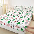 thumbnail image 3 of Homewish Plaid Xmas Tree Full Size Sheets,Merry Christmas Bed Sheets,White Green Red Sheet Sets For Girls,Breathable Home Decor,4-Piece, 3 of 7