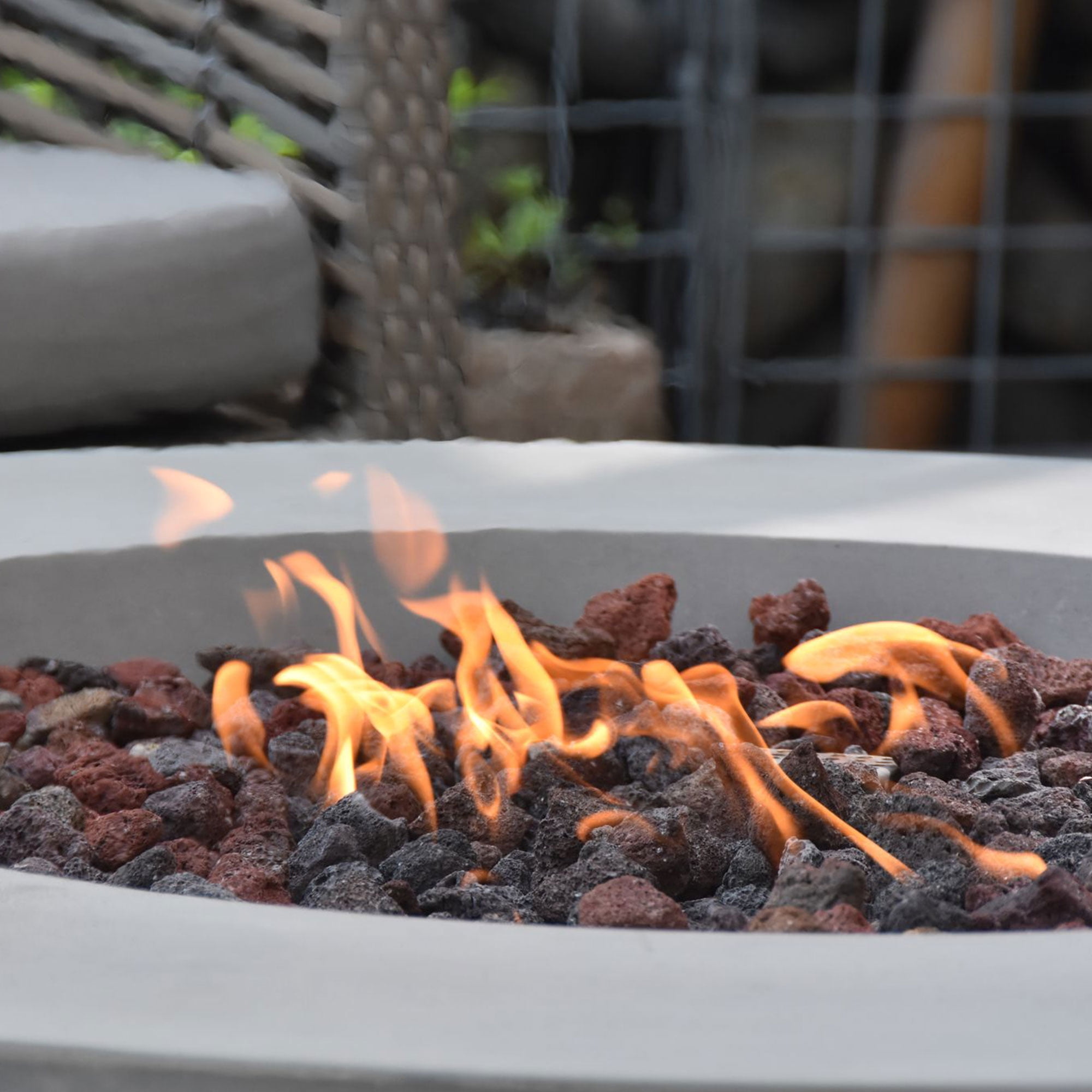 Elementi Natural Gas Concrete Lunar Bowl Fire Pit w/ Auto Ignition, Grey
