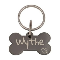 Dog Tags for Dogs Personalized - Custom Stainless Steel Bone Shaped Dog Tag - Dog Name Tag with Funny Paw Icon Design [Black, M, Front & Back Engraving]