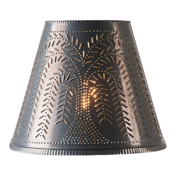 Irvins Tinware 14-Inch Fireside Lamp Shade with Punched Tin Willow Design in Kettle Black