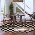 thumbnail image 3 of Farmhouse Coffee Round Area Rug 6Ft Washable Circle Rugs for Bathroom Office, Modern Vintage Coffees Black Brown Plaid Non-Slip Carpet Floor Mats Indoor Outdoor Carpet Runner Aesthetic Home Decor, 3 of 8