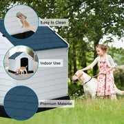 Plastic Dog House 28 inch Indoor Outdoor Dog Houses with Elevated Floor, All Weather Waterproof Doghouse, Easy to Assemble,Ventilation Design Pet House