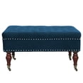 thumbnail image 5 of Abble 34in Square Navy Blue Tufted Upholstered Indoor Cocktail Ottoman Living Room Coffee Table with Wheels, 5 of 6