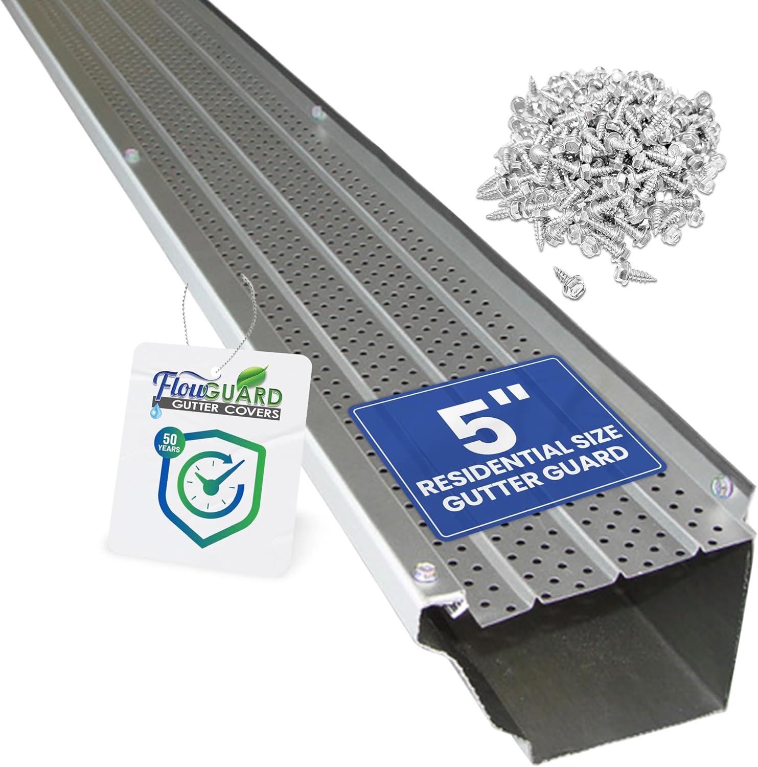 FlowGuard Gutter Guards 30-Year 5" Residential Gutter Cover System - Matte - 102 Feet