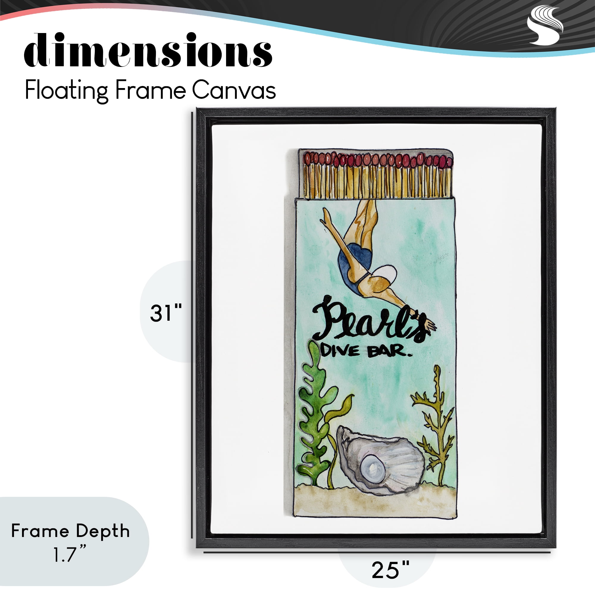 Stupell Industries Pearl Dive Matchbook Black Framed Floater Canvas Wall Art, design by Nola James