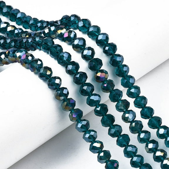 10Strand Electroplate Glass Beads Strands AB Color Plated Faceted Rondelle Teal 2.9~3.3x2mm Hole: 0.8mm about 145~150pcs/strand 34~35cm