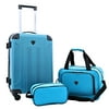Travelers Club Chicago Plus Carry-On Luggage and Accessories Set With Tote and Travel kit-Color:Teal,Size:3 Piece