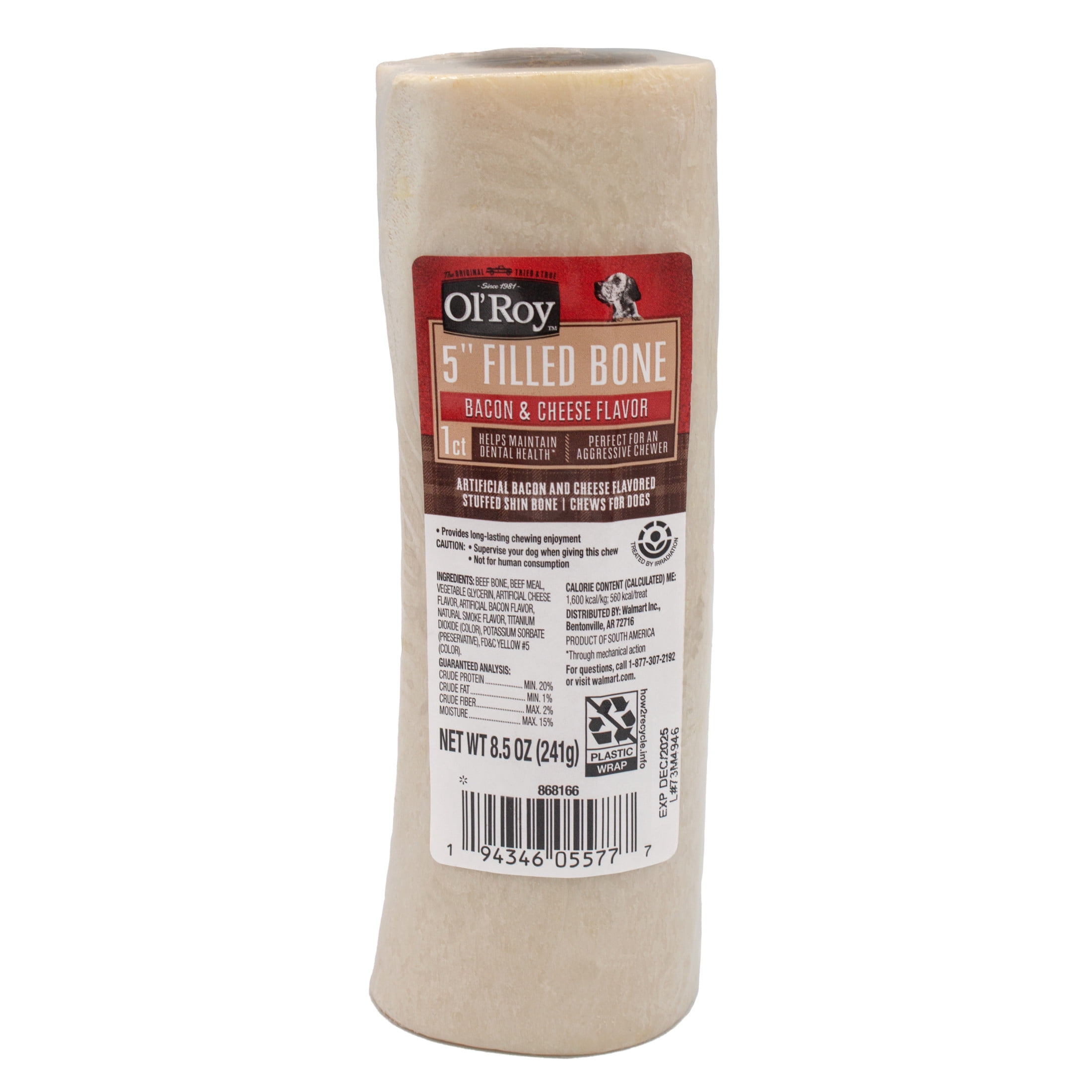 (2 pack) Ol' Roy 5-Inch Filled Bone, Bacon and Cheese Flavor, 1 Count PDQ