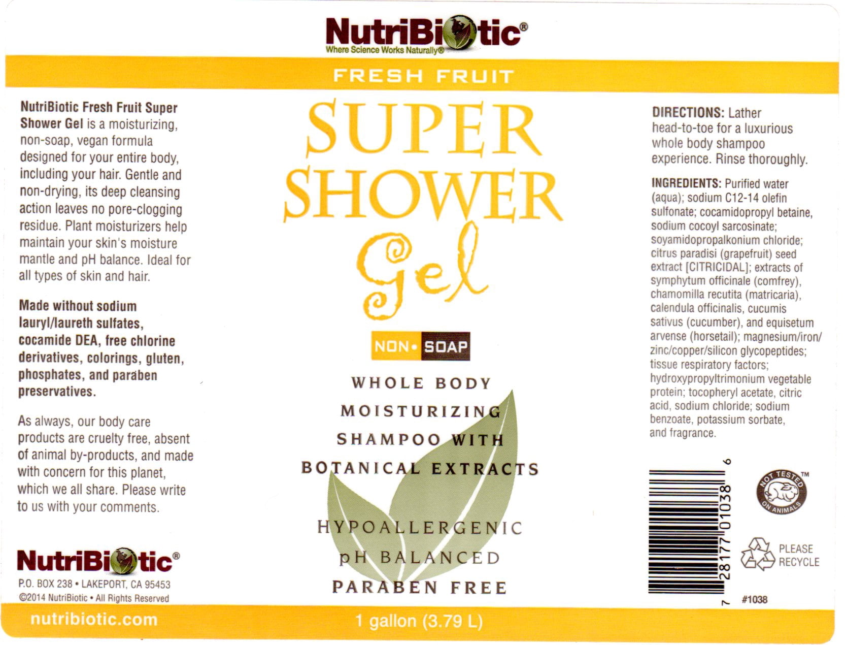 NutriBiotic Fresh Fruit Super Shower Gel, 1 Gallon (128 Fl Oz)