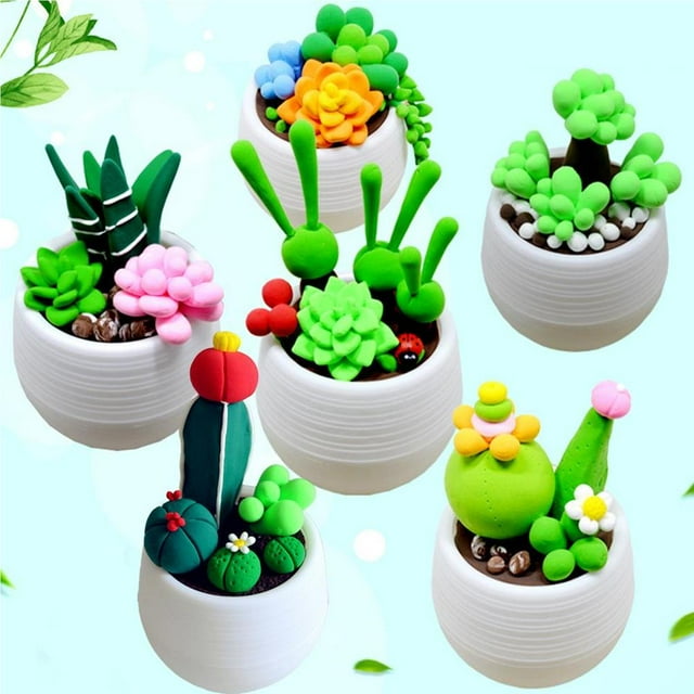 Kids Succulent Potted Flower DIY Toddlers Handmade Clay Modelling Light Clay Children's Educational Toy Type 1