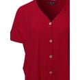 thumbnail image 5 of A2Y Women's Loose Fit Short Sleeve Button Down Front Tie Top Dark Red M, 5 of 7