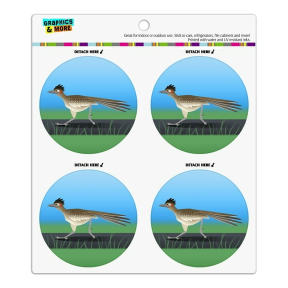 Roadrunner Runs Fast Refrigerator Fridge Locker Vinyl Circle Magnet Set