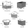 thumbnail image 3 of 10 Piece Outdoor Half-Moon Furniture Set, Wicker Sectional Conversation Set with 2 Storage Box and Glass Coffee Table, Waterproof Patio Curved Sofa Set with Cushions, Blue, 3 of 8
