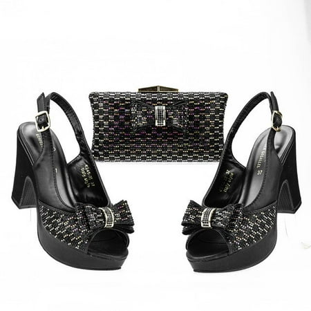 

Pure Red Women Shoes High Heel Shoe and Bag Set Ankle Strap Wedding Party Pumps Sandals with Purse Italian Shoe and Clutch Purse