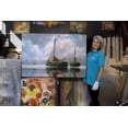 thumbnail image 4 of Startonight Canvas Wall Art Abstract - Rain Clouds over Sailing Boats Painting - Large Artwork Print for Living Room 32" x 48", 4 of 6