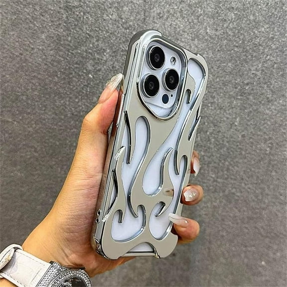 Case for Galaxy A16 5G,Luxury Electroplate Glossy Flame Shape Hollow Heat Dissipation Fashion Unique Protection Shockproof Women Girls Phone Case for Samsung Galaxy A16 5G (Silver)