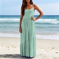 thumbnail image 5 of YueHuiYing Women's Summer Sleeveless Halter Midi Maxi Dress Casual Loose Fit Pleated Tiered Flowy Beach Vacation Long Sundress, 5 of 9