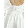 thumbnail image 6 of Chollius Newborn Girl Lovely Short Sleeve Dress, Solid Color Hollow Out Ruffles Decor Sweet Dress, Casual Simple One-Piece Clothes, 6 of 9