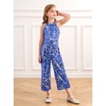thumbnail image 3 of LiiYii Girls Sequin Pageant Jumpsuit High Neck Romper Wide Leg Pants Party Dance Prom Royal Blue 12, 3 of 8
