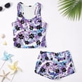 thumbnail image 5 of COEQINE Girls Two Piece Tankini Swimsuit Racerback Bathing Suit with Chest Pad, Summer Hawaiian Swimwear with Boyshort for Kids 6-7 Years, for Water Play, Paw Tie-dye Purple, 5 of 8