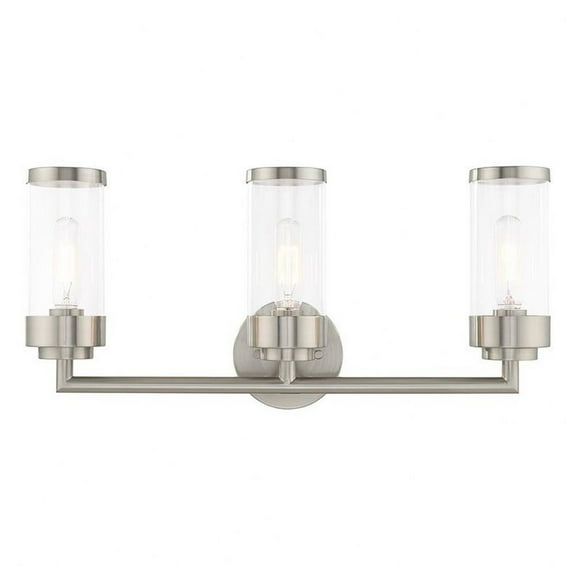 3 Light Bathroom Light in Coastal Style 23.5 inches Wide By 10.63 inches High-Brushed Nickel Finish Bailey Street Home 218-Bel-3110361