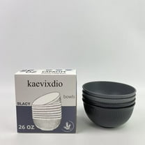 kaevixdio Bowls,Wheat Straw Bowl Sets of 4,Unbreakable Cereal Bowl 26 OZ,Microwave and Dishwasher Safe Bowls,Salad Bowl suitable for Cereal,Salad,Snack and Soup. Winter-Pure Black，Grey