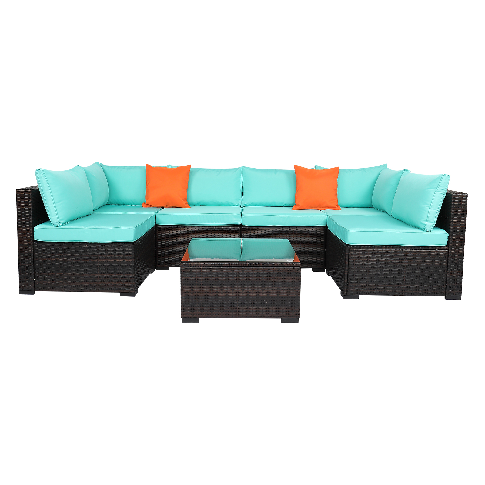 Clearance! Patio Outdoor Furniture Sets, 7 Pieces All-Weather Rattan Sectional Sofa with Tea Table, Cushions & Pillow, PE Rattan Wicker Sofa Couch Conversation Set for Garden Backyard Poolside, B441 - image 1 of 10