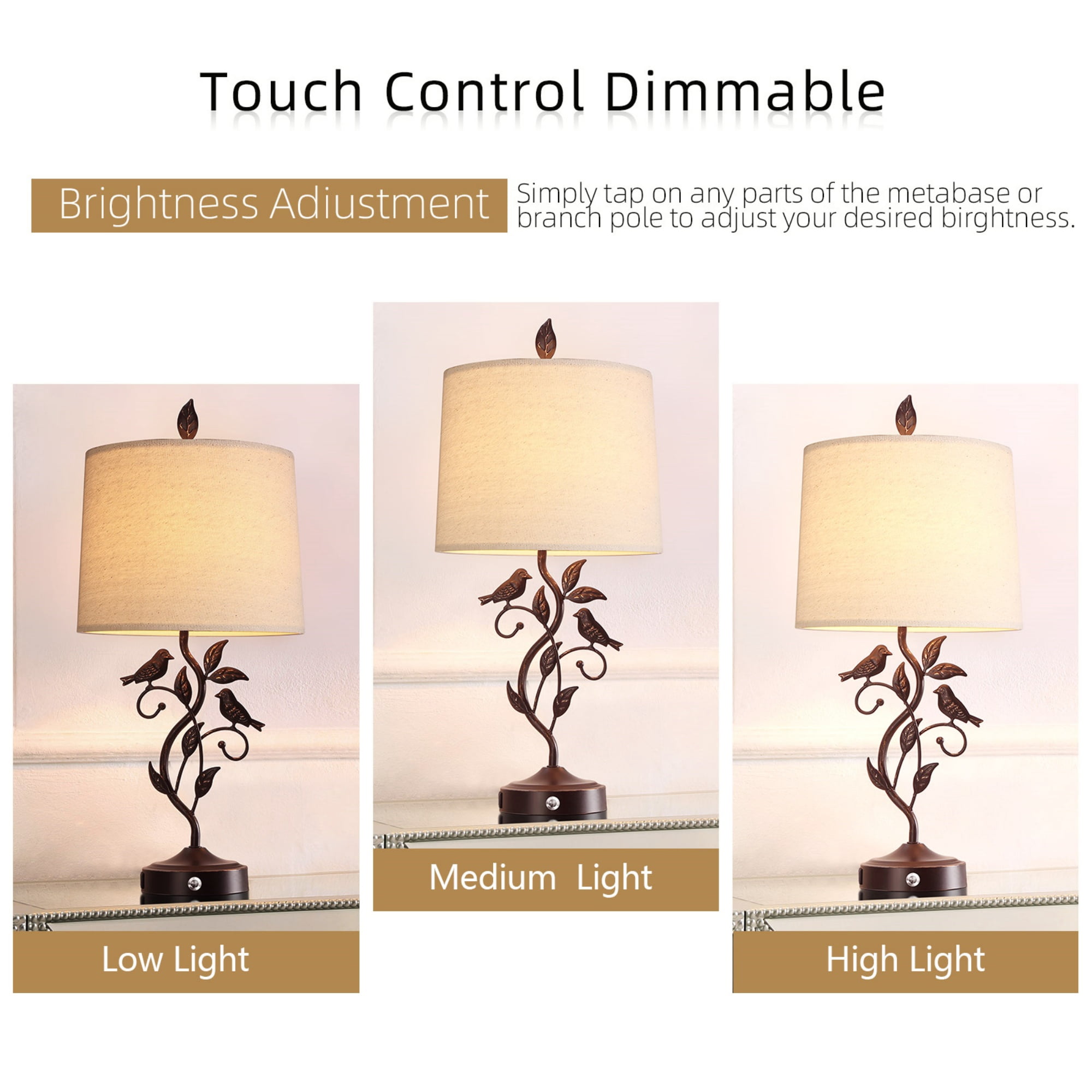 JUJUYUYOP 27"Rustic-Style Black Table Lamps Set of 2, with Dual USB Charging Ports and Linen Shades, Perfect for Bedside Tables, Living Rooms, and Home Offices