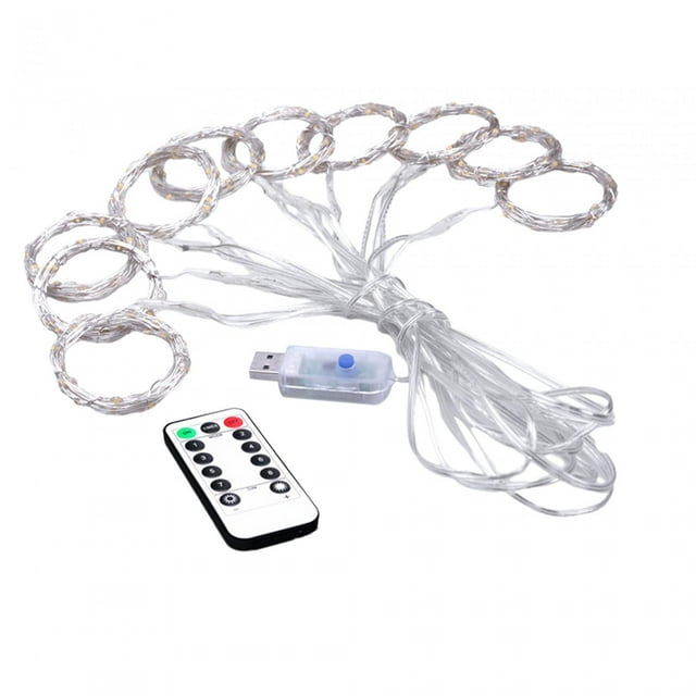 Luz LED para cortina de ventana con control remoto, 8 modos de luces decorativas de alambre de cobre, enchufe USB, luces de hadas 3x3metros