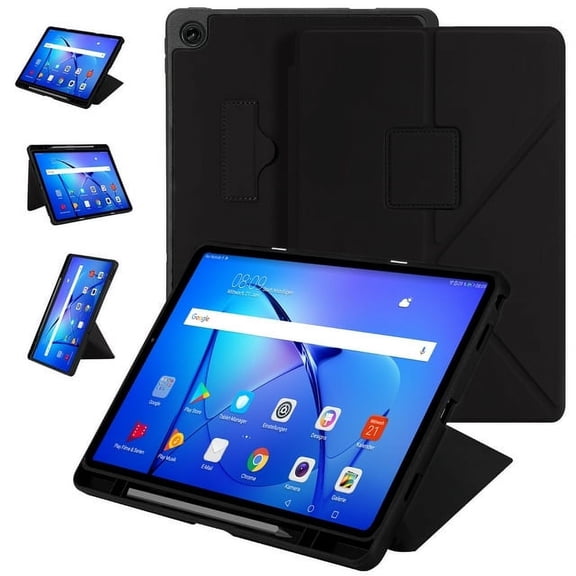UrbanX Premium Leather Case for Lenovo Tab M10 10.6 Inch - Slim & Lightweight with Built-In Kickstand, Auto Sleep/Wake, Soft Shell Smart Protective Cover - Black