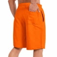 thumbnail image 4 of Baggy Sweat Shorts for Men Cotton Under Knee Length Loose Shorts Y2K Style Raw Hem Basketball Elastic Waist Shorts with Pockets Orange M, 4 of 4