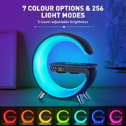 GPED Bluetooth Atmosphere Lamp Alarm Clock, 15W Fast Wireless Charger, Dimmable Night Light
