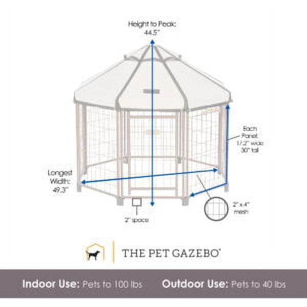 Pet Gazebo Indoor Outdoor Dog Kennel Play Pen with Waterproof Market-Top Cover, Beach Sand, 4-ft
