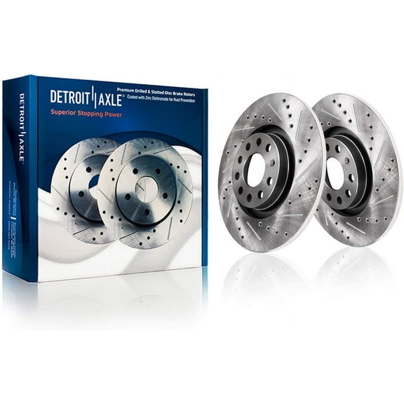 Detroit Axle - 10.71" inch Rear Drilled and Slotted Disc Brake Rotors for Audi A3 Quattro VW Eos Golf GTI Jetta Passat Multivan