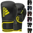 thumbnail image 1 of Adidas Hybrid 80 Boxing Gloves, pair set - Training Gloves for Kickboxing - Sparring Gloves for Men, Women and Kids - Black/Yellow, 16oz, 1 of 9