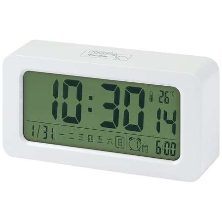 REGALWOVEN Digital Alarm Clock - Large LED Display, Three Alarms, Batteries Powered, Night Light for Bedroom White 5.4L x 1.4W x 3.0H