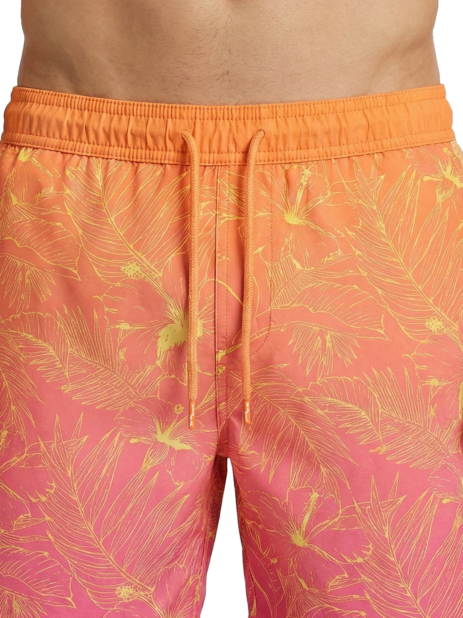 Birdie Bound Men's Printed Hibiscus Tropical Swim Trunks, Sizes S-3XL