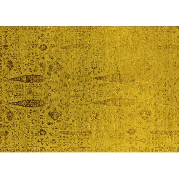 Ahgly Company Machine Washable Indoor Rectangle Oriental Yellow Industrial Area Rugs, 3' x 5'