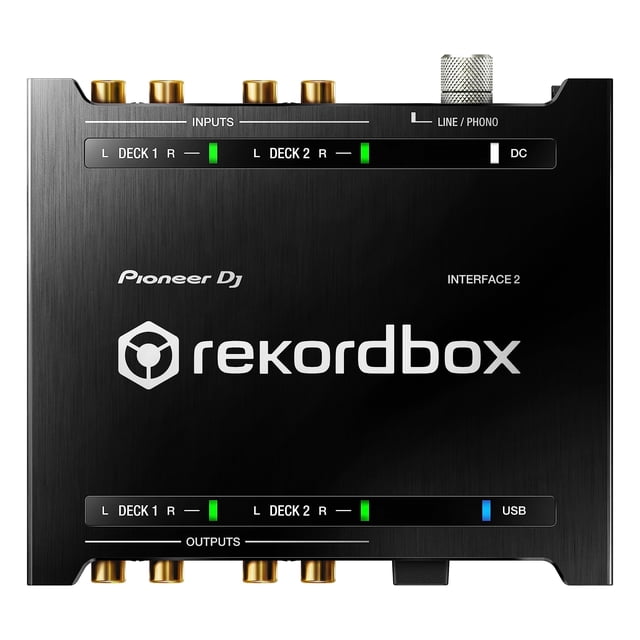 La nueva interfaz de audio de 2 canales te permite usar los discos de rekordbox para grabar y contro