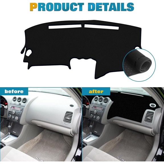 Xotic Tech Center Console Dashboard Mat Anti-Scratch Sunshield Sun Glare Guard Protector Nonslip Dash Carpet Pad Black Cover Compatible with Nissan Altima Sedan Coupe 2007-2012