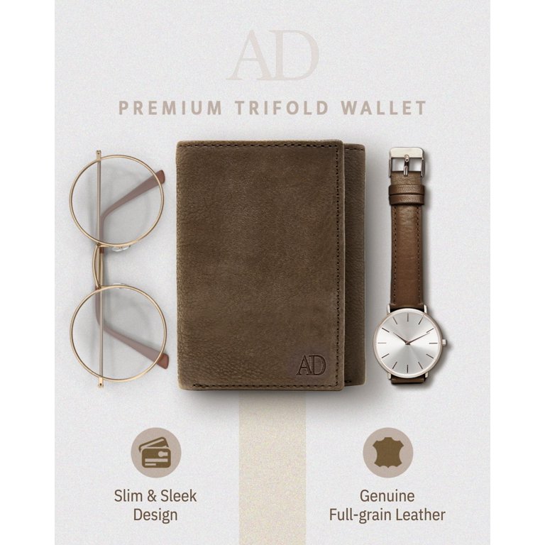 Access Denied RFID Trifold Wallet, Genuine Leather, Brown photo 5