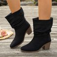 thumbnail image 2 of Willtoo Women's Faux Suede Ankle Boots, Slouchy Ruched Chunky Heel Booties, Round Toe Comfortable Pull-On Casual Shoes, 2 of 6