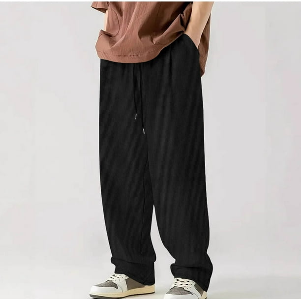 Pantalones largos de pana elásticos con cordones para hombre, de color liso, para actividades al aire libre, para fitness, pantalones largos para hombre