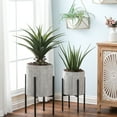 thumbnail image 4 of Luxen Home WHPL1457 Metal Cachepot Planters with Black Metal Stands, Light Gray - Set of 2, 4 of 5