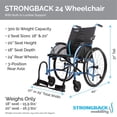 thumbnail image 3 of Silla de ruedas plegable ligera Strongback Mobility Comfort 24 para adultos mayores (hasta 136 kg) - Silla de transporte con soporte lumbar ajustable integrado - Asiento de 45 cm, 3 of 4