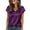 Purple #023, variant on Satin Shirts for Women Cap Short Sleeve Blouse Tops V Neck Shirts Business Casual Tshirts Navy L