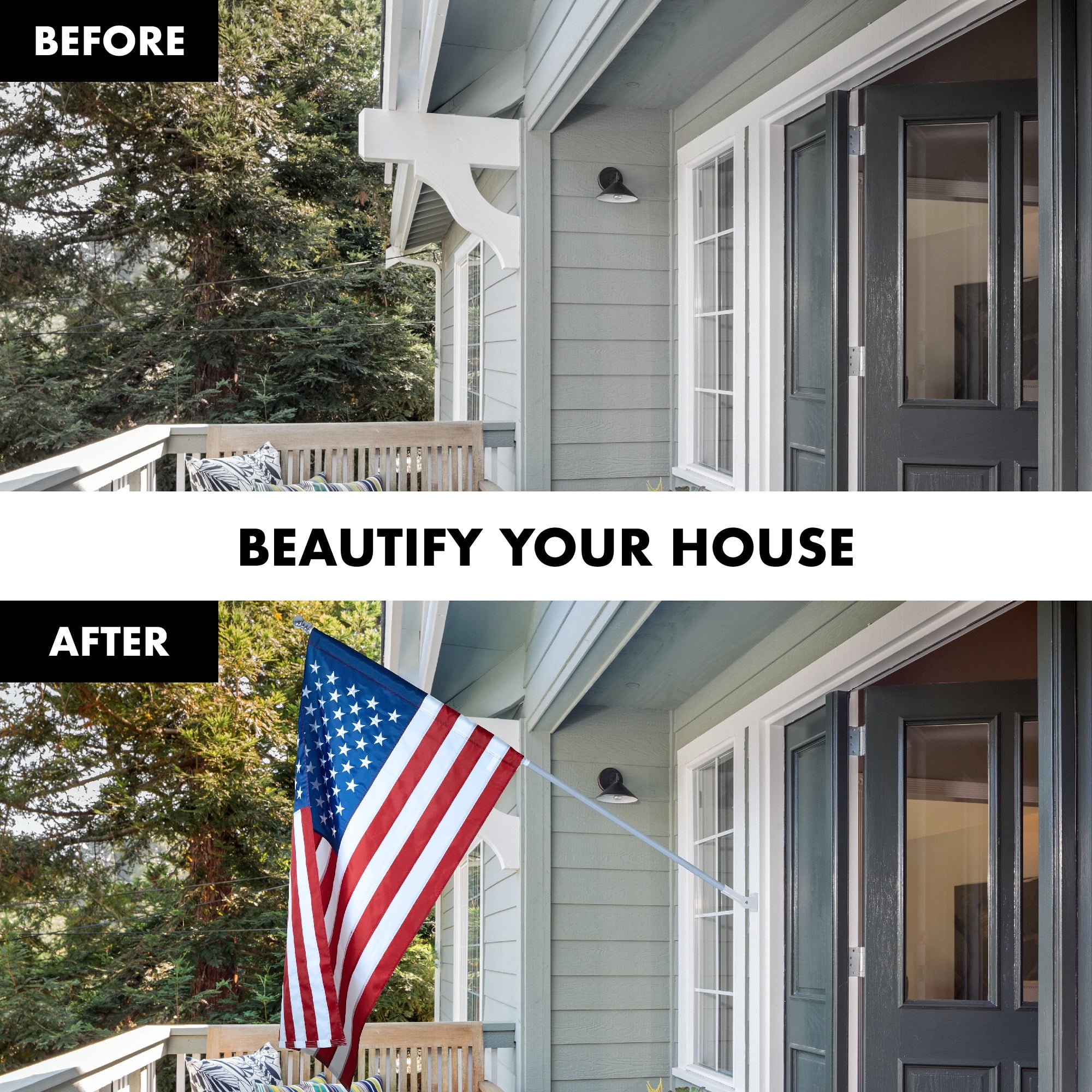 G128 - 5 Feet Tangle Free Spinning Flagpole (Silver) American Flag Pole Sleeve Embroidered 2x3 ft American Flag Pole Sleeve (Flag Included) Aluminum Flag Pole