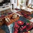 Abstract 8'x10' Area Rug for Living Room Sectional Sofa, Red Trains ...