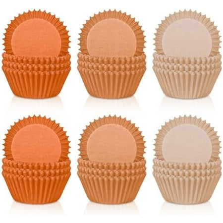 600Pcs Brown Neutral Cupcake Liners Fall Color Brown Gradient Color Baking Cups Tan Neutrals Cupcake Wrappers Muffin Liners for Baby Shower Bridal Shower Wedding Birthday Party Supplies